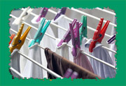 Clothes pinned to clothesline